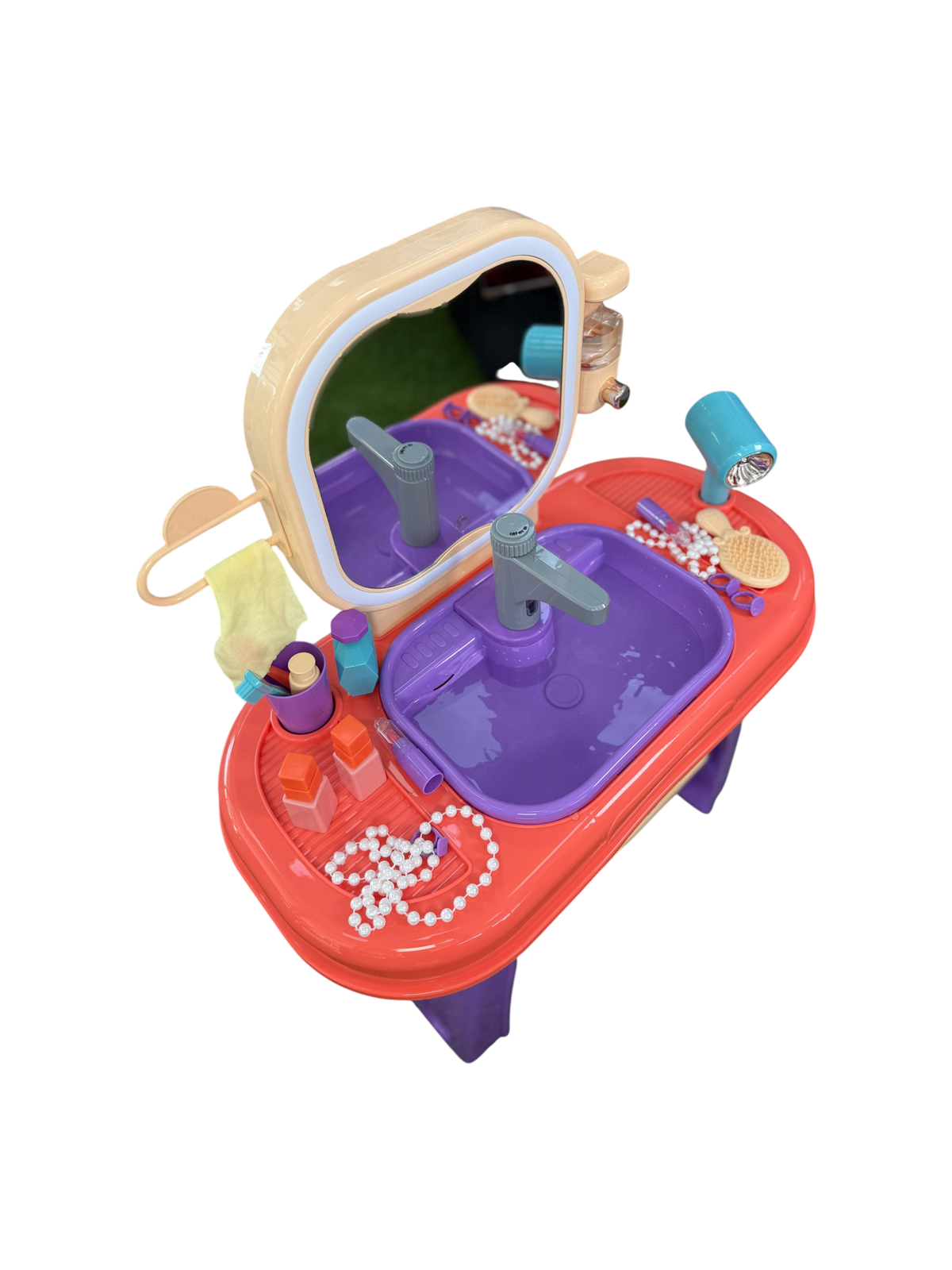 Tocador Infantil Vanity Dresser con Luz, Sonido, Sensor de Agua y Accesorios